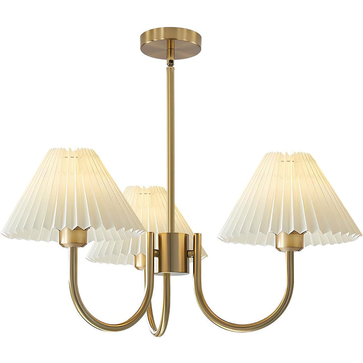 KCO Pleated Chandelier White Fabric Pendant Light Fixture (L7213)