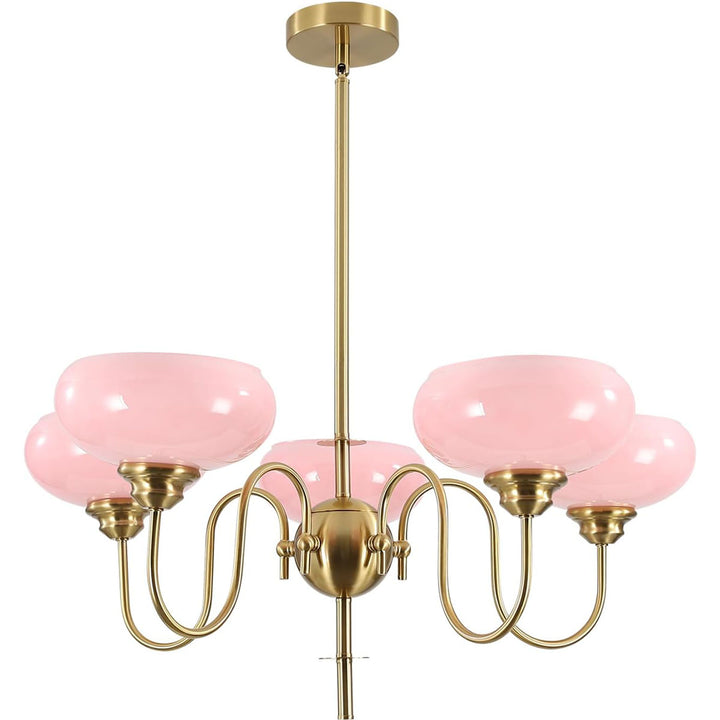 KCO 5-Lights Semi Flush Mount Ceiling Light Modern Sputnik Pendant Ceiling Light Fixture Mid Century Round Hanging Light (L7189)