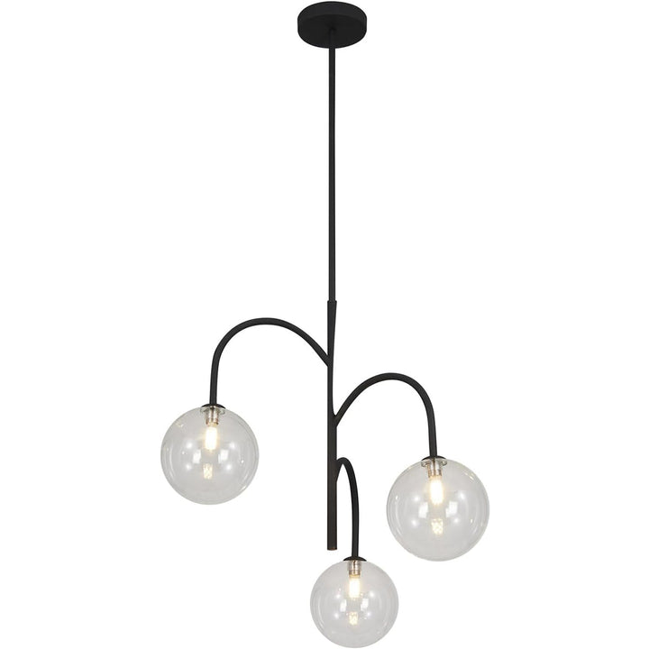 KCO 3-Light Kitchen Island Light Fixture Mid Century Modern Globe Sputnik Chandelier Black Globe Pendant Light Bubble Chandelier Lighting (L7194)