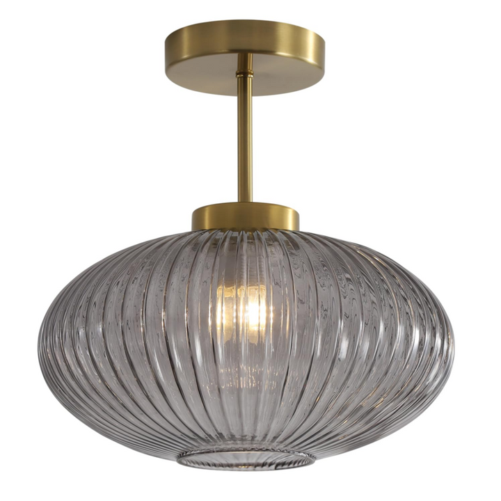 1-Light Smoke Gray Glass Semi Flush Mount Ceiling Light
