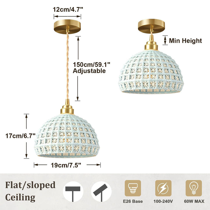 KCO Modern Ceramic Pendant Light White Pink Blue Hanging Lamp (L7216)