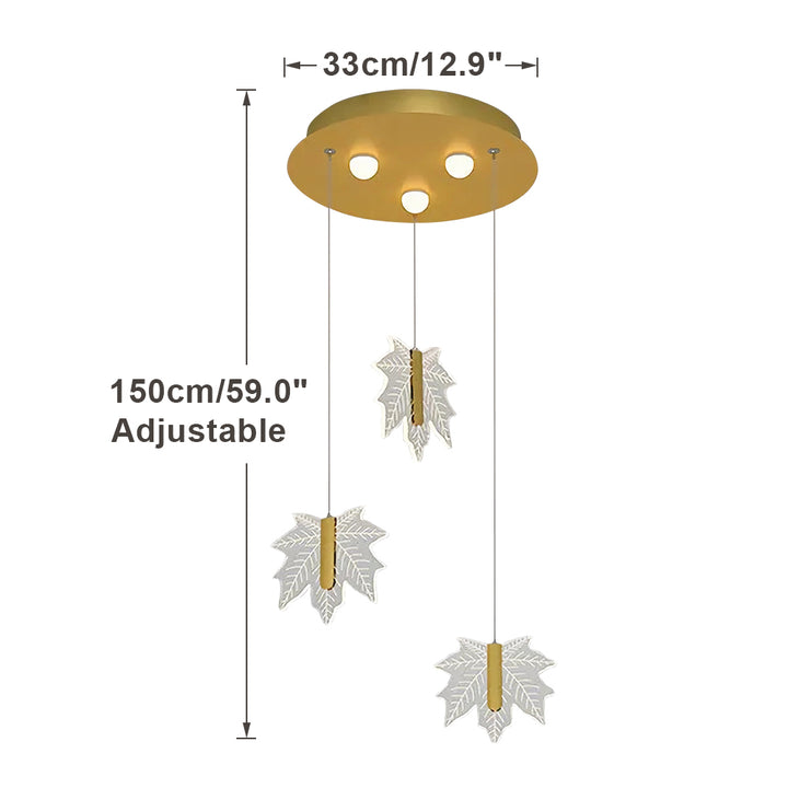 KCO Acrylic Maple Leaf LED Chandelier for Stairway