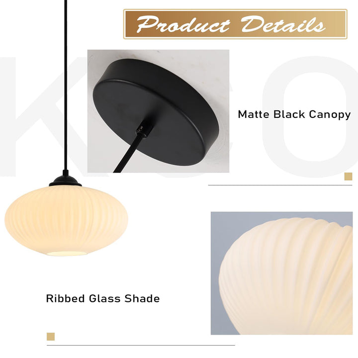 KCO 1-Light Frosted White Glass Globe Pendant Light Fixture (L7210)