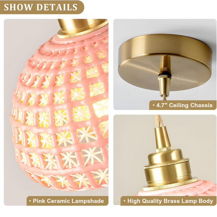 KCO Modern Ceramic Pendant Light White Pink Blue Hanging Lamp (L7216)