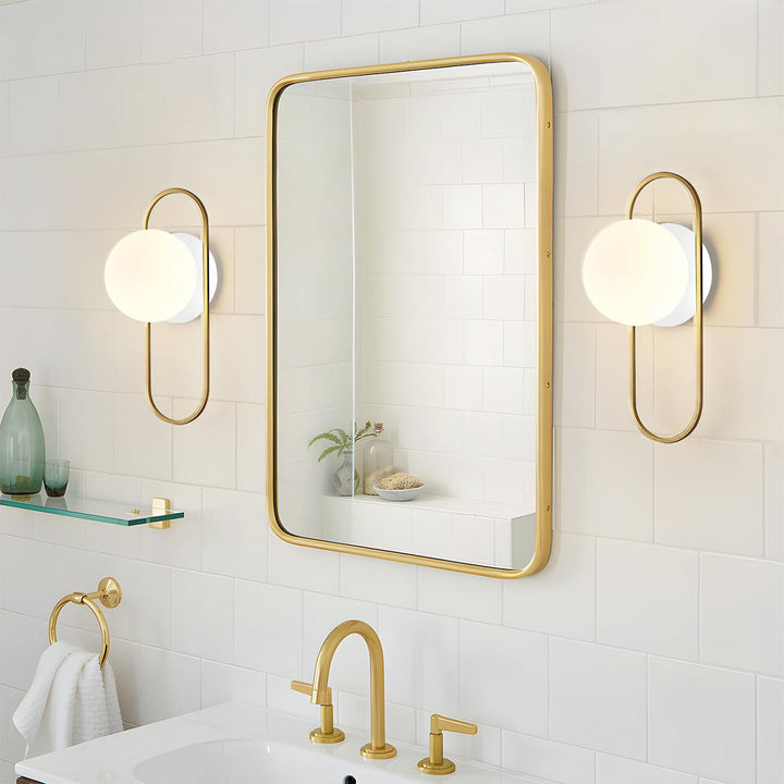 KCO 1-Light Glass Globe Wall Lamp Modern Brass Brushed Gold Wall Sconce Lighting (W8076)