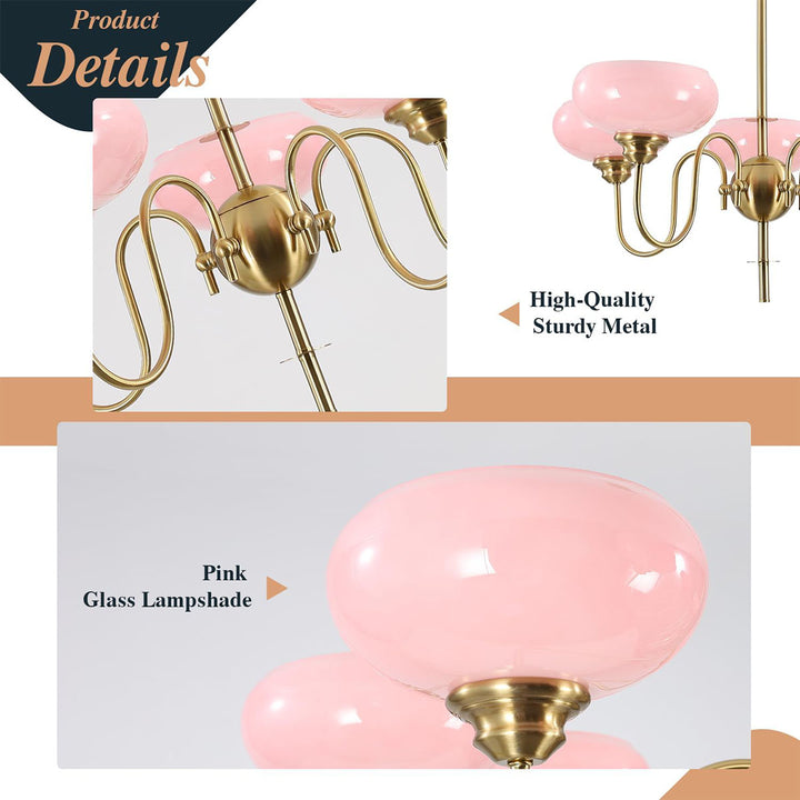 KCO 5-Lights Semi Flush Mount Ceiling Light Modern Sputnik Pendant Ceiling Light Fixture Mid Century Round Hanging Light (L7189)