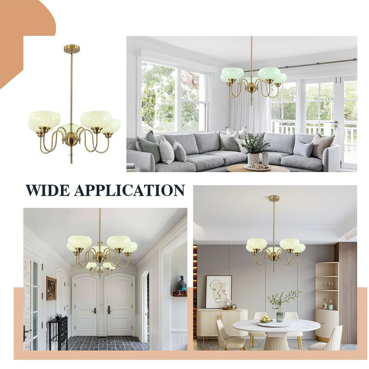 KCO 5-Lights Semi Flush Mount Ceiling Light Modern Sputnik Pendant Ceiling Light Fixture Mid Century Round Hanging Light (L7189)