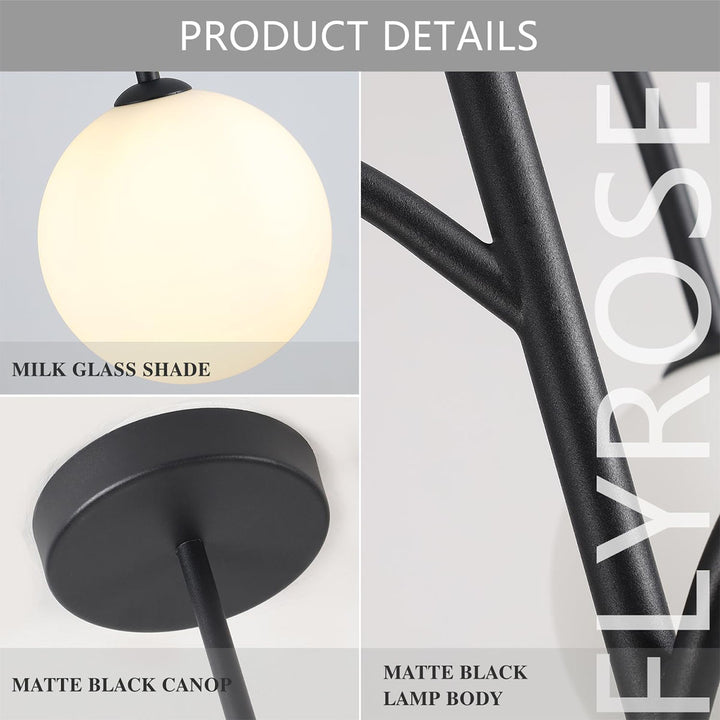 KCO 3-Light Kitchen Island Light Fixture Mid Century Modern Globe Sputnik Chandelier Black Globe Pendant Light Bubble Chandelier Lighting (L7194)