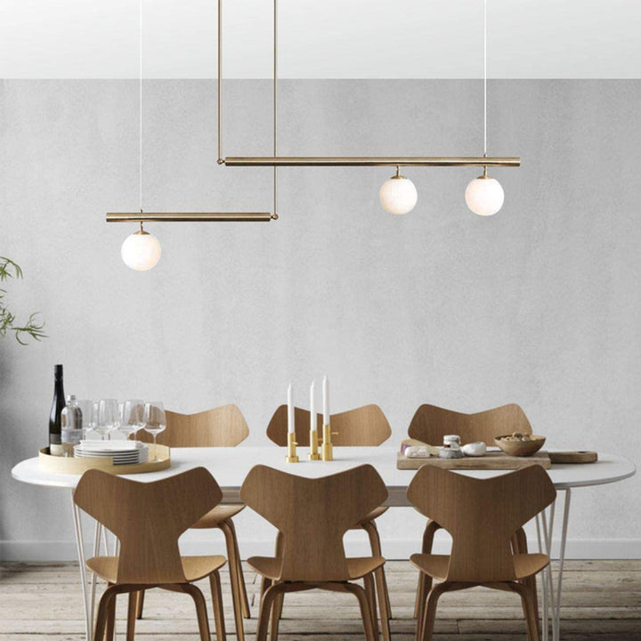 KCO 3-Light Glass Globe Chandelier Linear Ceiling Pendant Light(L7086)