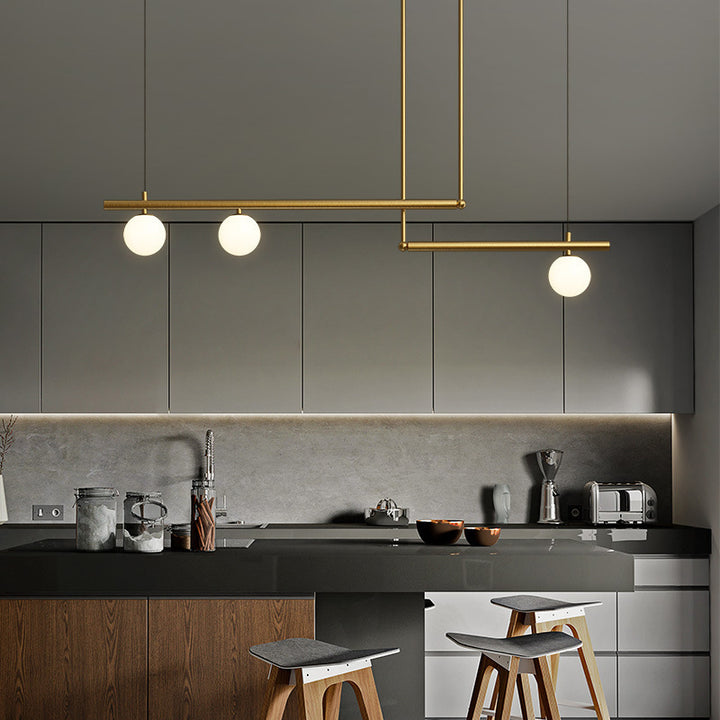 KCO 3-Light Glass Globe Chandelier Linear Ceiling Pendant Light(L7086)