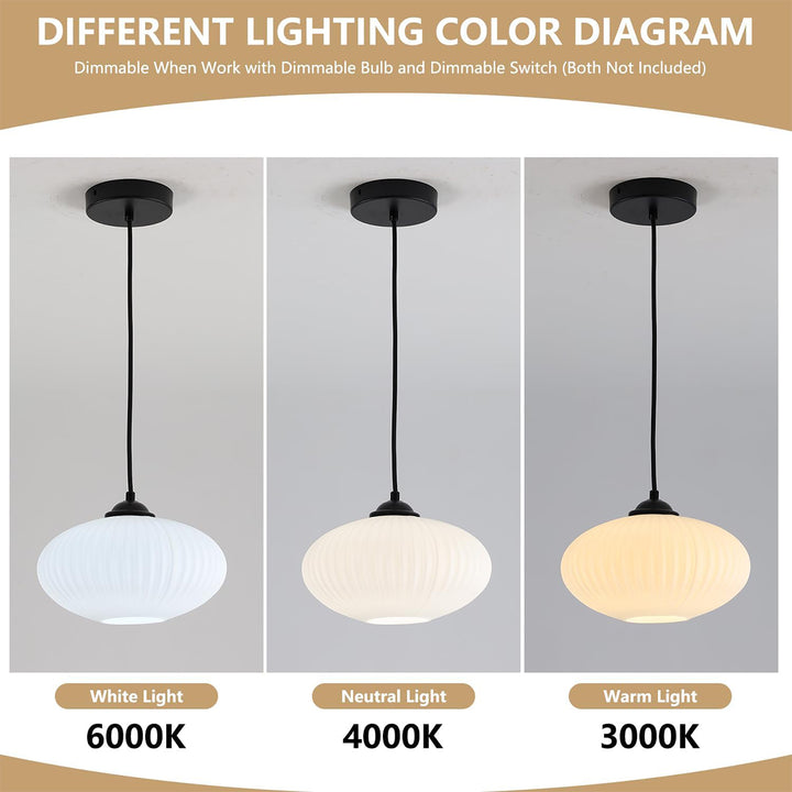 KCO 1-Light Frosted White Glass Globe Pendant Light Fixture (L7210)