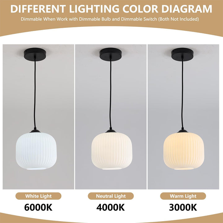 KCO 1-Light Frosted White Glass Globe Pendant Light Fixture (L7210)
