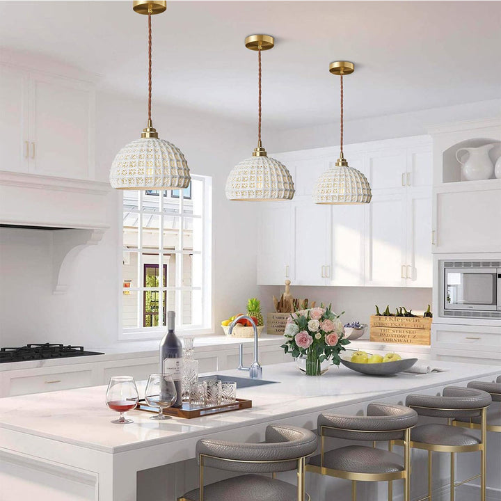 KCO Modern Ceramic Pendant Light White Pink Blue Hanging Lamp (L7216)