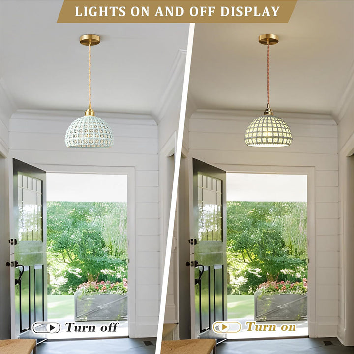 KCO Modern Ceramic Pendant Light White Pink Blue Hanging Lamp (L7216)