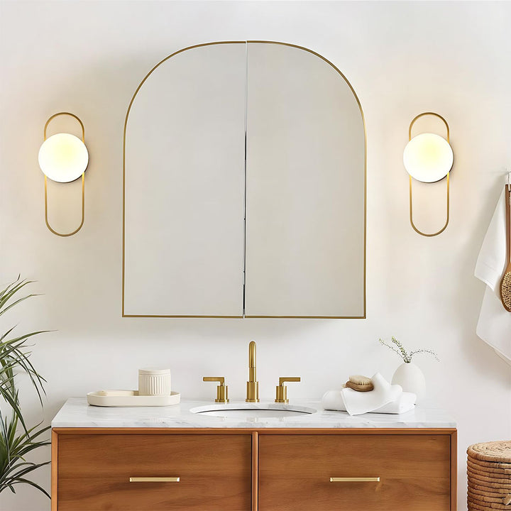 KCO 1-Light Glass Globe Wall Lamp Modern Brass Brushed Gold Wall Sconce Lighting (W8076)