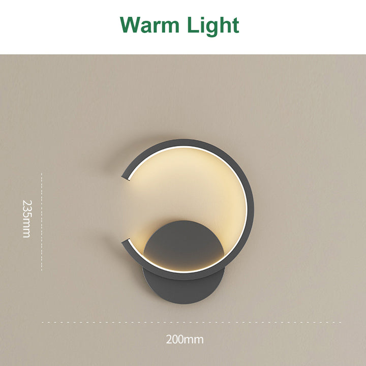 KCO Modern Minimalist Black Round Plate LED Wall Lamp