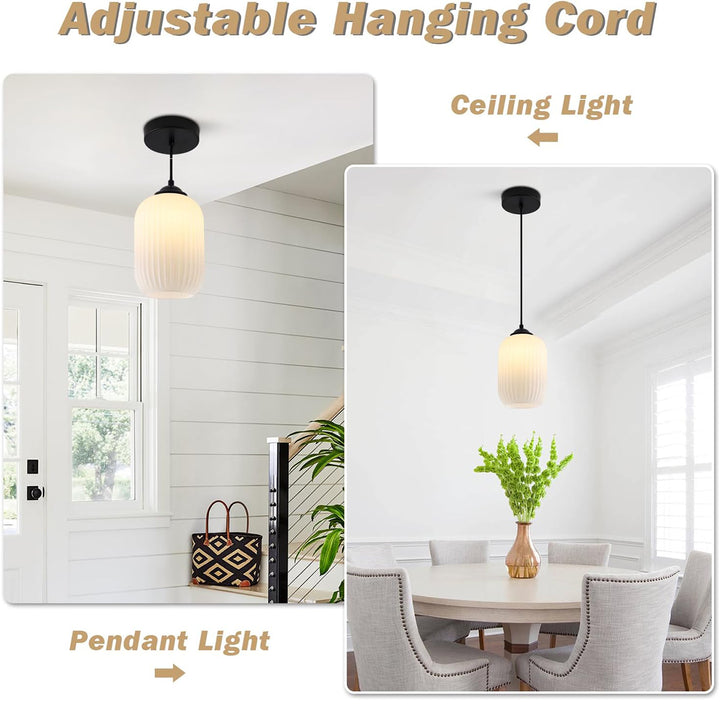 KCO 1-Light Frosted White Glass Globe Pendant Light Fixture (L7210)