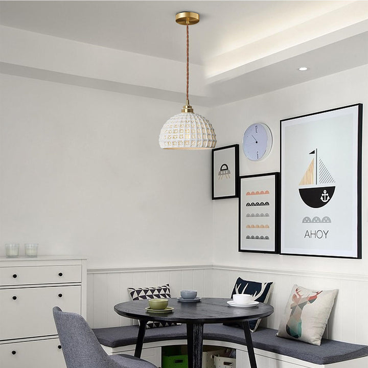 KCO Modern Ceramic Pendant Light White Pink Blue Hanging Lamp (L7216)