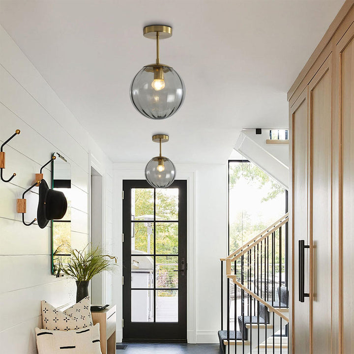 KCO Modern Large Globe Flush Mount Ceiling Light Antique Brass Ceiling Light Fixture (C9049)