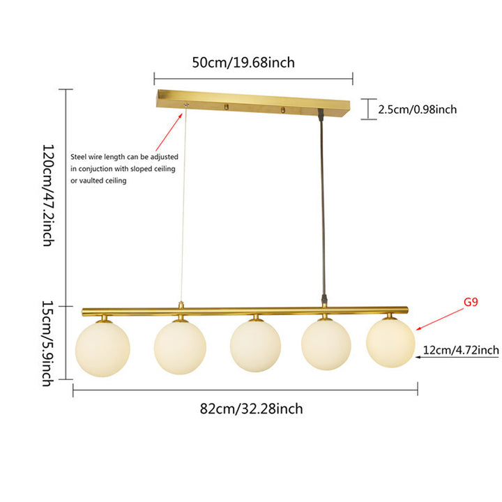 KCO 5-Light Antique Brass Chandelier Linear Metal Pendant Lamp(L7114)