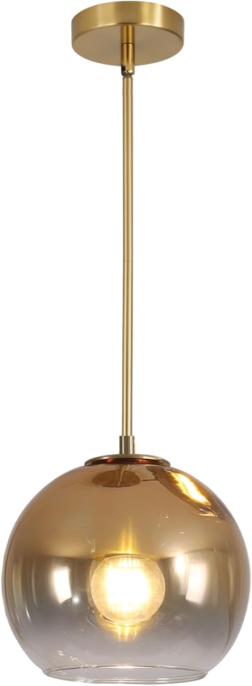 1 Light Pendant Lighting Gradient Gold Glass Pendant Light