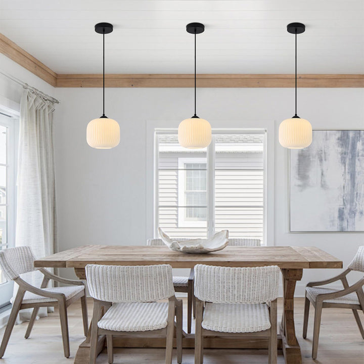 KCO 1-Light Frosted White Glass Globe Pendant Light Fixture (L7210)