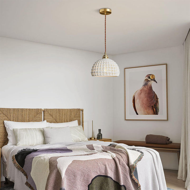 KCO Modern Ceramic Pendant Light White Pink Blue Hanging Lamp (L7216)