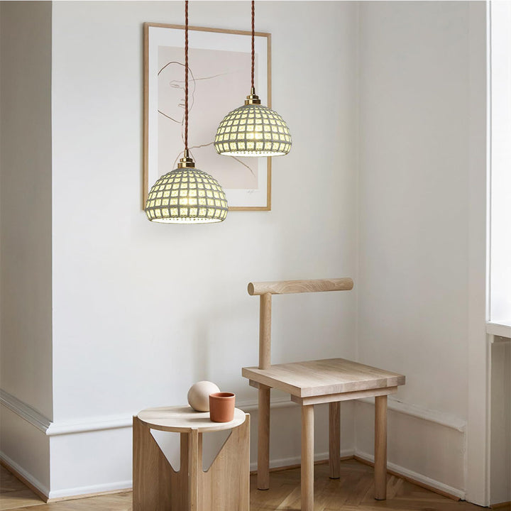 KCO Modern Ceramic Pendant Light White Pink Blue Hanging Lamp (L7216)