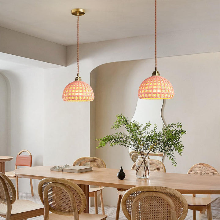 KCO Modern Ceramic Pendant Light White Pink Blue Hanging Lamp (L7216)