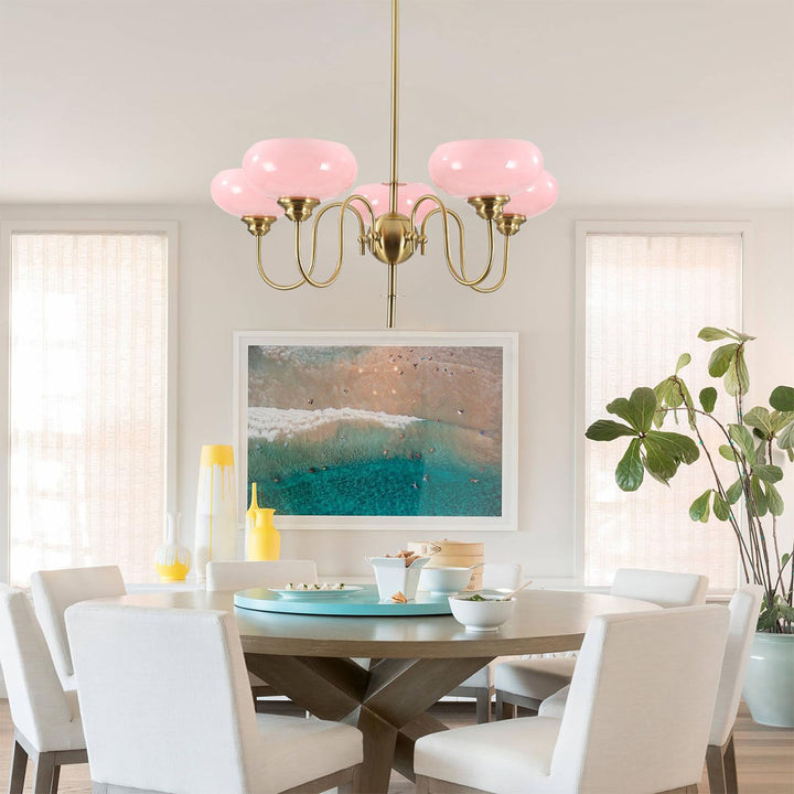 KCO 5-Lights Semi Flush Mount Ceiling Light Modern Sputnik Pendant Ceiling Light Fixture Mid Century Round Hanging Light (L7189)