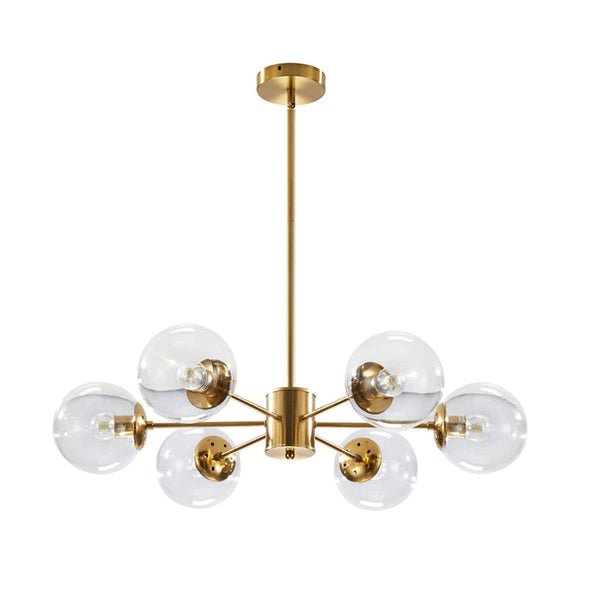 KCO Modern 6-Light Sputnik Chandelier with Clear Glass Globe(L7108)