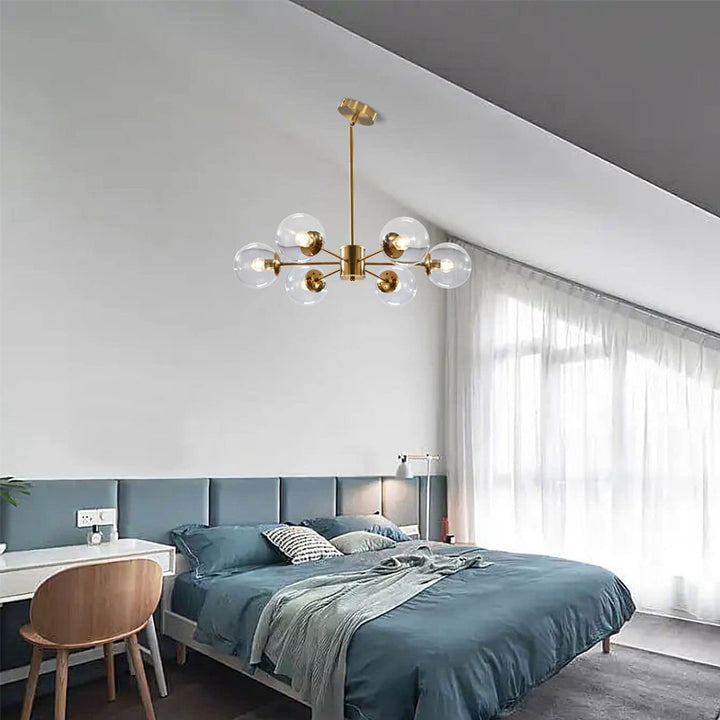 KCO Modern 6-Light Sputnik Chandelier with Clear Glass Globe(L7108)