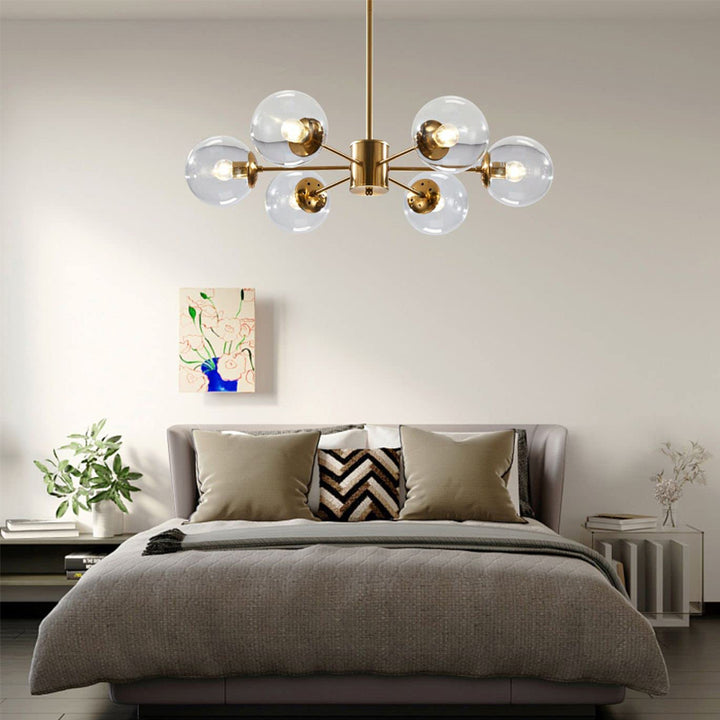 KCO Modern 6-Light Sputnik Chandelier with Clear Glass Globe(L7108)