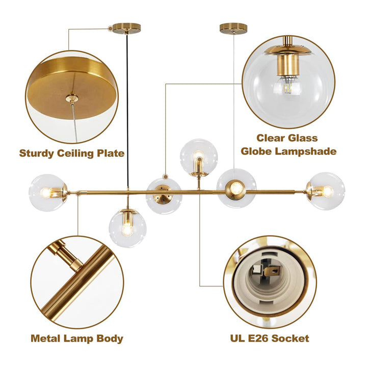KCO 47.2 Wide Modern Liner 6-Light Chandelier with gold(L7085)