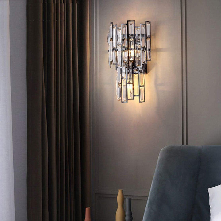 KCO Black Stripe Crystal Wall Sconce Light for Bedside (W8063)