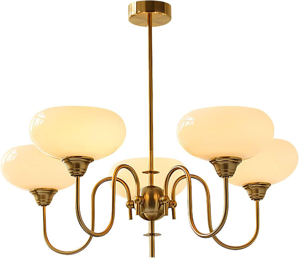 KCO Gold Vintage Chandelier Modern 5-Light Glass Globe  Light Fixture (L7223)