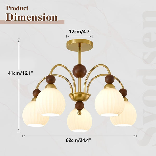 Modern Globe Chandelier Farmhouse Rustic Wood Hanging Pendant Light（L7235）