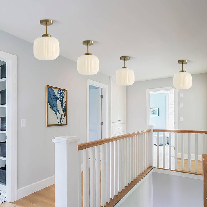 KCO Gold Glass Semi Flush Mount Light Modern Globe Ceiling Light (C9071)