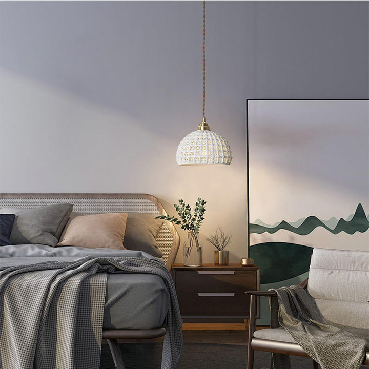 KCO Modern Ceramic Pendant Light White Pink Blue Hanging Lamp (L7216)