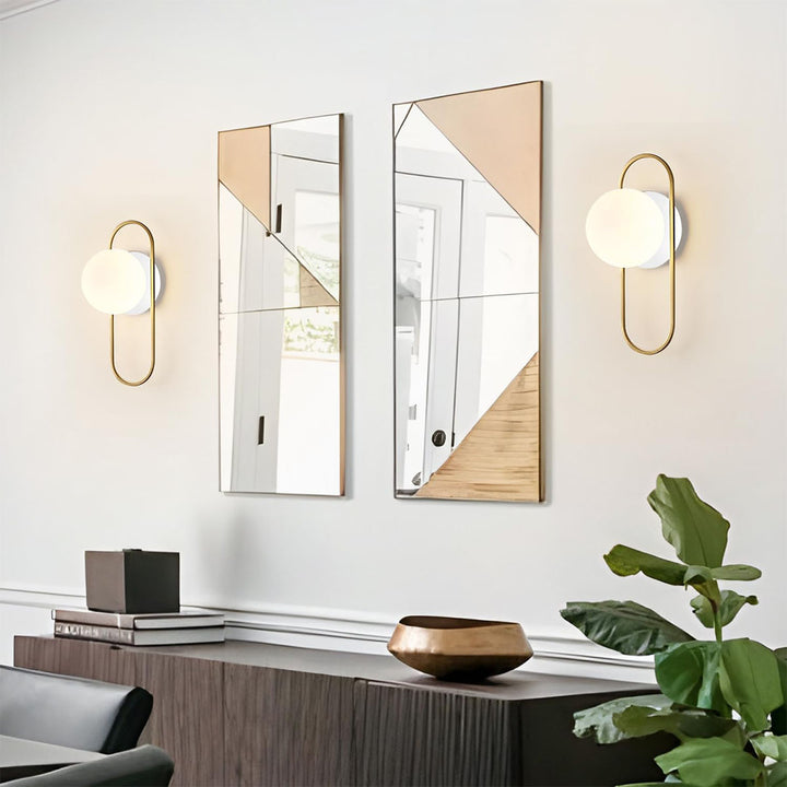 KCO 1-Light Glass Globe Wall Lamp Modern Brass Brushed Gold Wall Sconce Lighting (W8076)