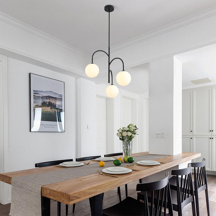 KCO 3-Light Kitchen Island Light Fixture Mid Century Modern Globe Sputnik Chandelier Black Globe Pendant Light Bubble Chandelier Lighting (L7194)