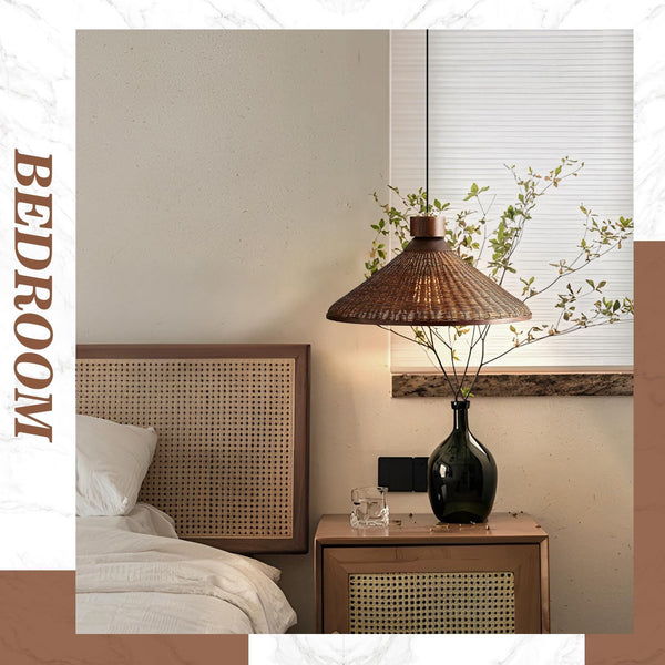 KCO Farmhouse Boho Pendant Light Large Rattan Woven Ceiling Pendant Light（L7225）