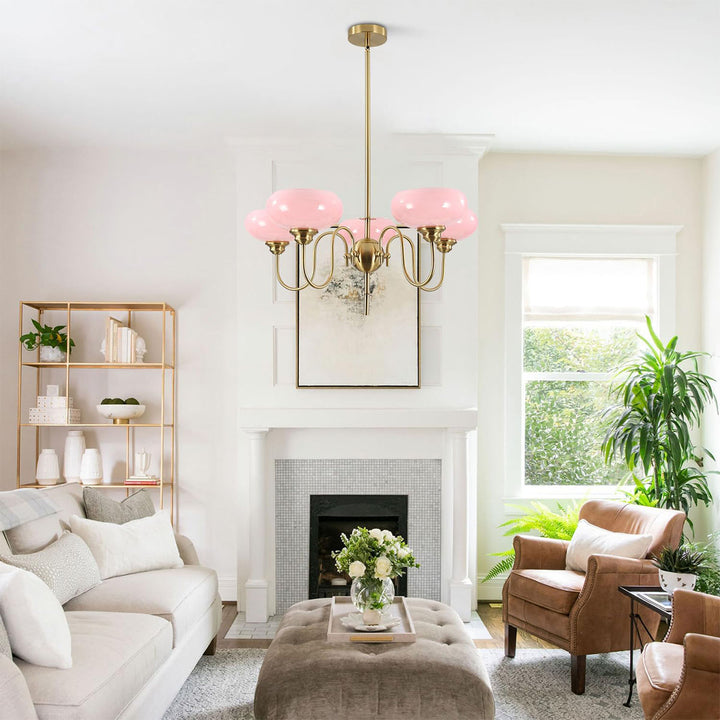 KCO 5-Lights Semi Flush Mount Ceiling Light Modern Sputnik Pendant Ceiling Light Fixture Mid Century Round Hanging Light (L7189)
