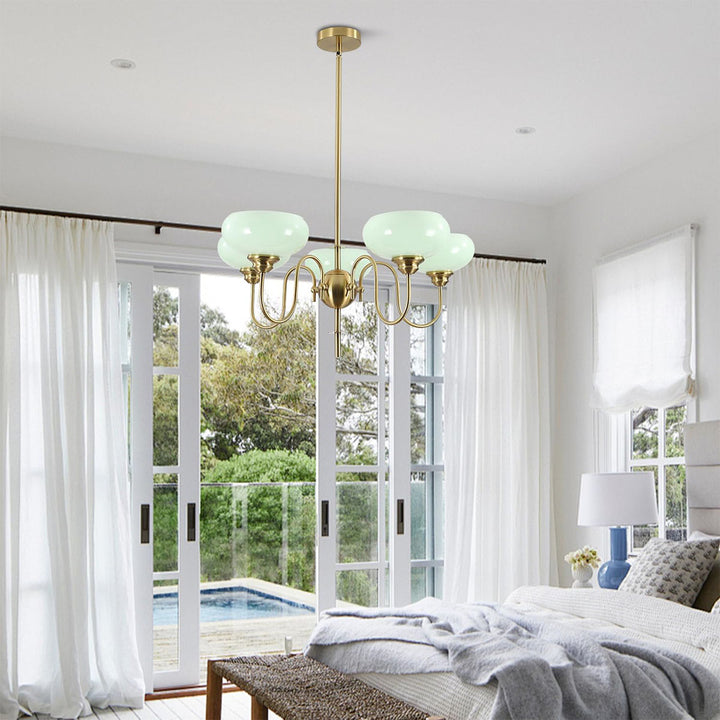 KCO 5-Lights Semi Flush Mount Ceiling Light Modern Sputnik Pendant Ceiling Light Fixture Mid Century Round Hanging Light (L7189)