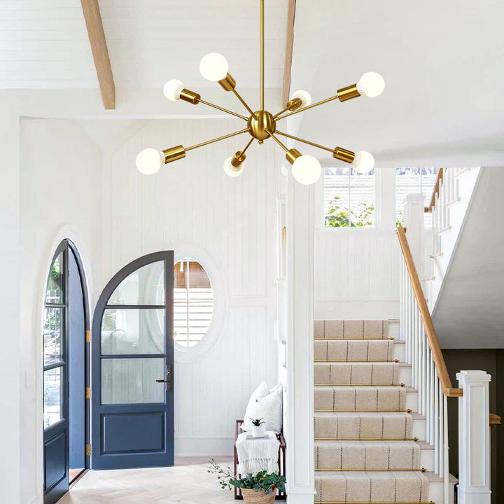 KCO Sputnik Chandelier 8 Light Brushed Brass Pendant Lighting(L7136)