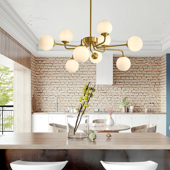 KCO 9-Light Mid Century Sputnik Chandelier with Opal Globes (L7160 ...