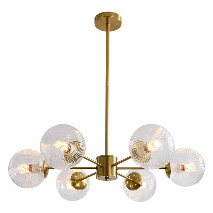 KCO Green and Brass Blown Sputnik Chandelier with 6 Lights (L7163)