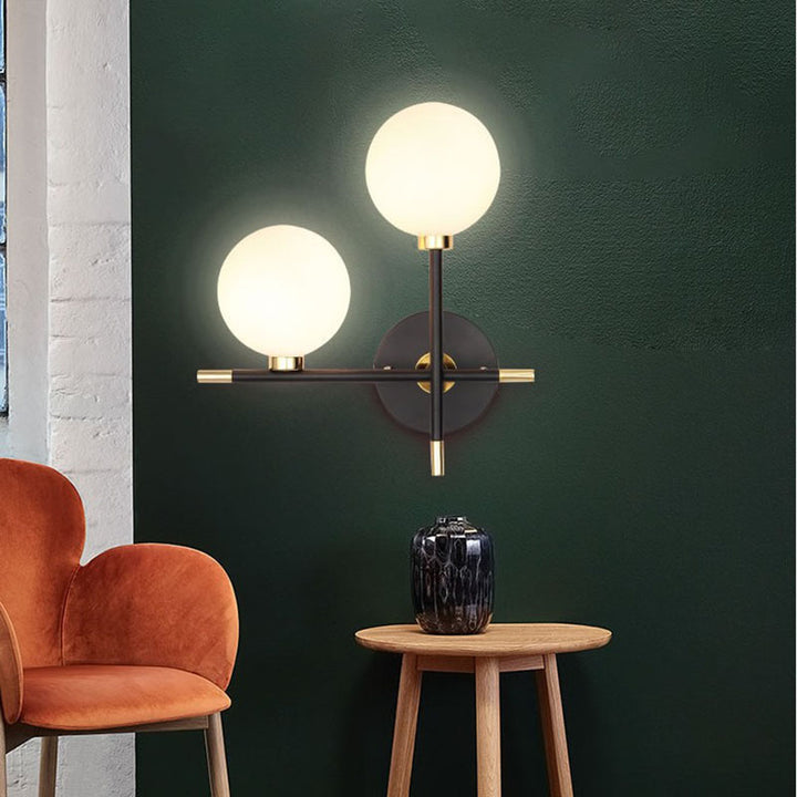 KCO Vintage Black Gold Magic Bean Globe Wall Sconces (W8066)