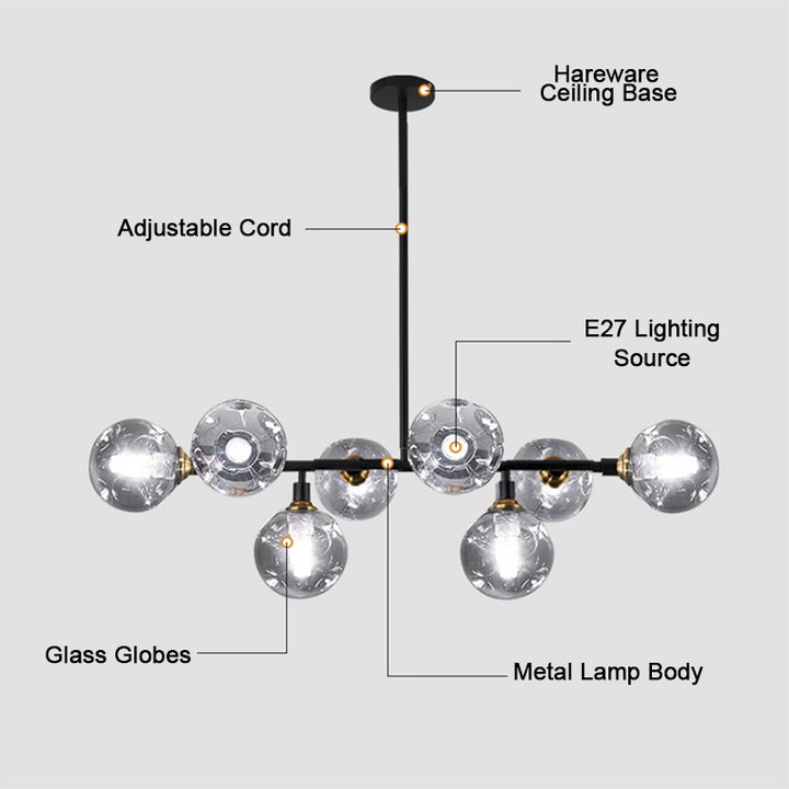 KCO Single Rod Recessed Irregular Lampshade Chandelier With 8 Lights (L7154)