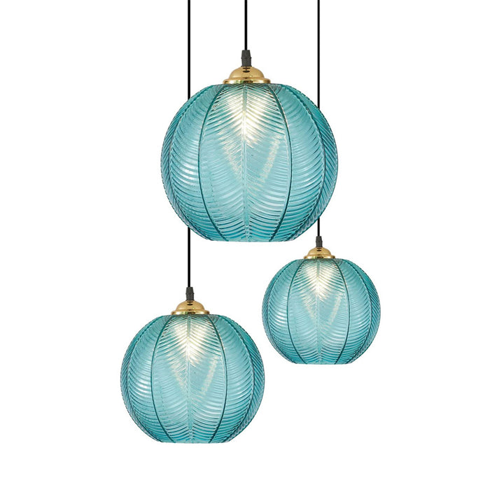 KCO 3 lights Modern Green Striped Glass Pendant Light (L7089)